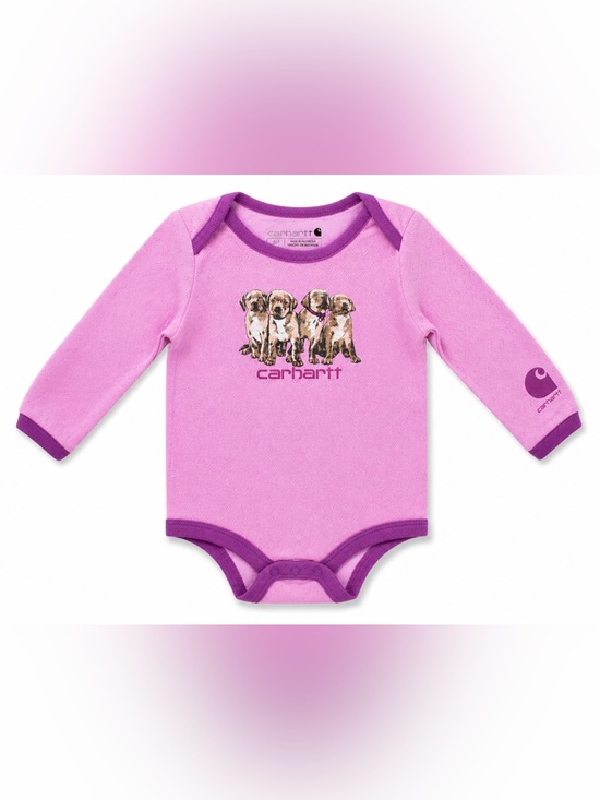 Carhartt Other - Carhartt Pink/Purple Puppy Trio Long-Sleeve One-Piece Bodysuit